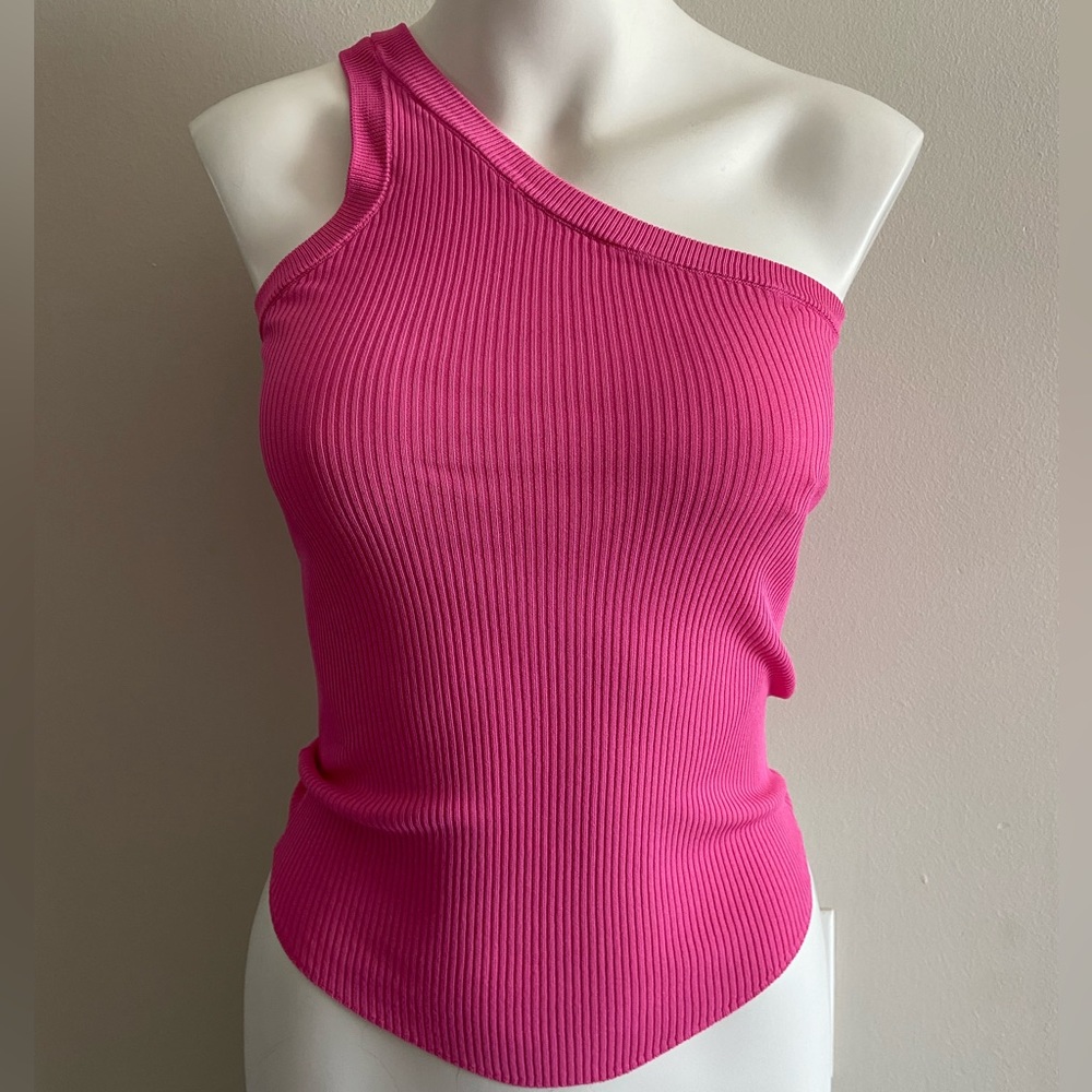 Zara Asymmetric Knit One Shoulder Tank Top